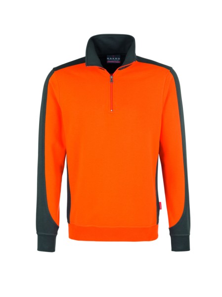 HAKRO, Zip-Sweatshirt Contrast MIKRALINAR®, orange/anthrazit