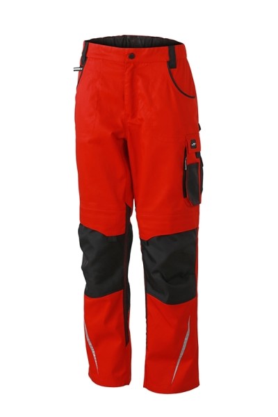 James & Nicholson, Workwear Pants - STRONG -, red/black
