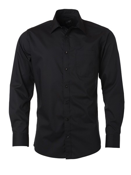 James & Nicholson, Men's Shirt Longsleeve Poplin, black