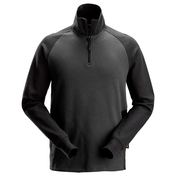 Snickers 2841, Zweifarbiges Sweatshirt mit Halbreißverschluss, steel grey/black