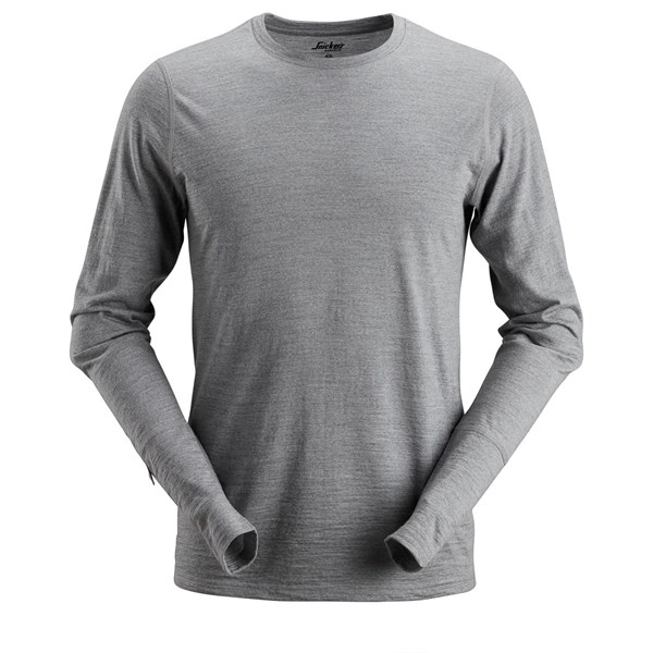 Snickers 2427, AllroundWork, Wolle-Langarm-T-Shirt, grey melange