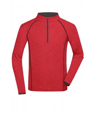 James & Nicholson, Men's Sports Shirt Longsleeve, red-melange/titan