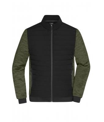 James & Nicholson, Men's Padded Hybrid Jacket, black/olive-melange