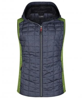 James & Nicholson, Ladies' Knitted Hybrid Vest, kiwi-melange/anthracite-melange