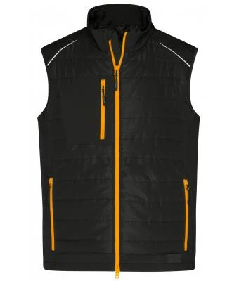 James & Nicholson, Men's Hybrid Vest, black/neon-orange