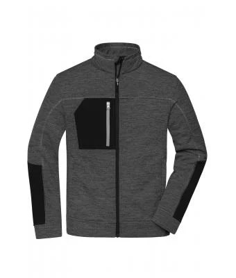 James & Nicholson, Men's Structure Fleece Jacket, black-melange/black/silver