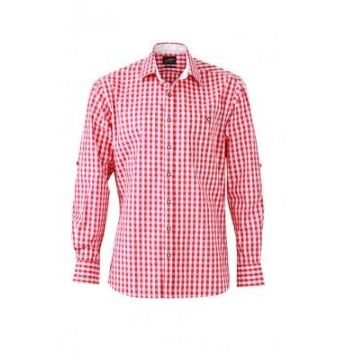 James & Nicholson, Men's Traditional Shirt, red/white