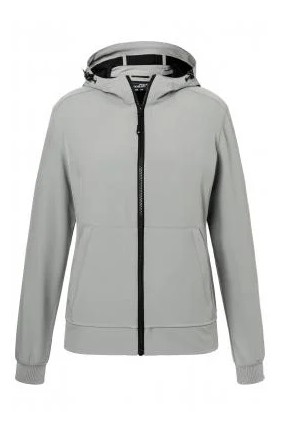 James & Nicholson, Ladies' Hooded Softshell Jacket, light-grey/black