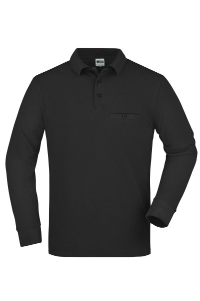 James & Nicholson, Men's Workwear Polo Pocket Longsleeve, black