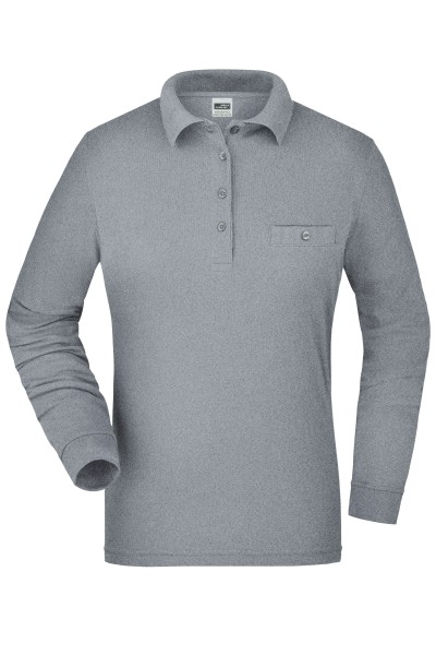 James & Nicholson, Ladies' Workwear Polo Pocket Longsleeve, grey-heather