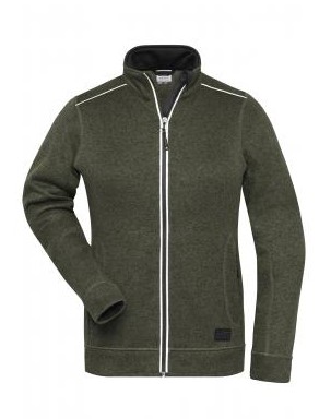 James & Nicholson, Men's Knitted Workwear Fleece Jacket - SOLID -, olive-melange/black