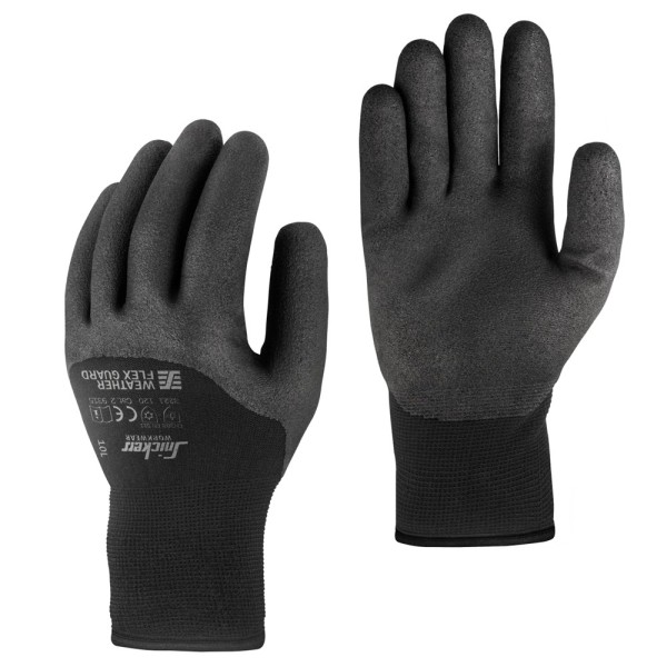 Snickers 9325, Wetter Flex Guard Handschuhe, 10er-Pack, black/black