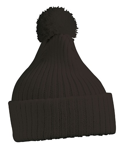 myrtle beach, Knitted Cap with Pompon, black