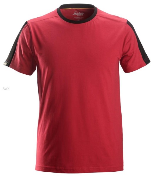 Snickers 2518, AllroundWork, T-Shirt, chili red/black