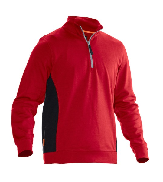 Jobman, Sweatshirt 1/2 Zip "Practical", rot/schwarz