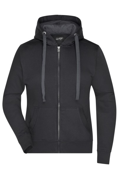 James & Nicholson, Ladies' Hooded Jacket, black/carbon