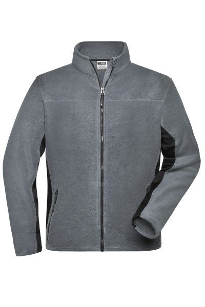 James & Nicholson, Men's Workwear Fleece Jacket - STRONG -, carbon/black