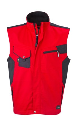 James & Nicholson, Workwear Vest - STRONG -, red/black