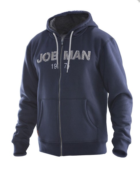 Jobman, Vintage Hoodie gefüttert mit Jobman-Logo, dunkelblau/dunkelgrau
