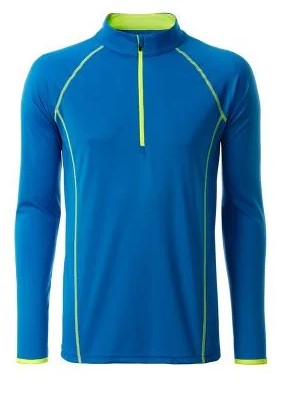 James & Nicholson, Men's Sports Shirt Longsleeve, bright-blue/bright-yellow