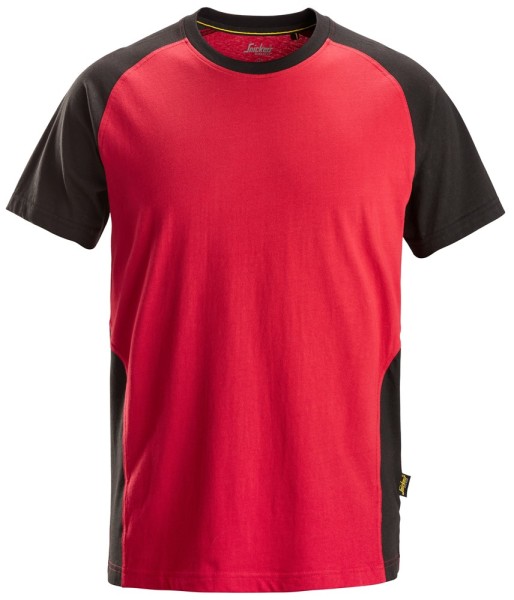 Snickers 2550, Zweifarbiges T-Shirt, chili red/black