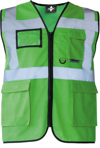 Korntex® Warnweste „Berlin“ - Multifunktional mit Taschen - Grün, Jacken, Mäntel, Westen, Warnschutz, Schutzkleidung