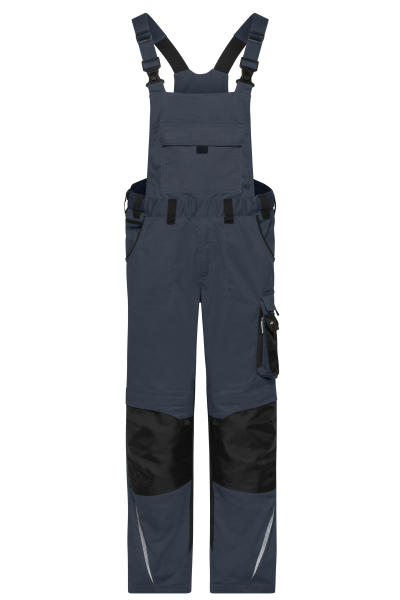 James & Nicholson, Workwear Pants with Bib - STRONG -, carbon/black