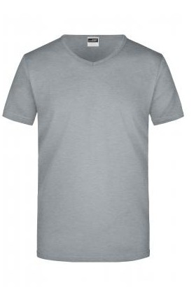 James & Nicholson, Men's Slim Fit V-T-Shirt, grey-heather