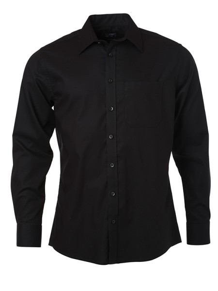James & Nicholson, Men's Shirt Longsleeve Micro-Twill, black