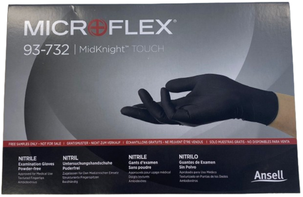 Ansell, MUSTERPACK Nitril-Einweg-Untersuchungshandschuh "Microflex MidKnight™ Touch", schwarz