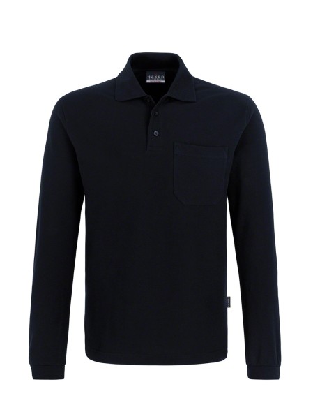 HAKRO, Longsleeve-Pocket-Poloshirt Top, schwarz