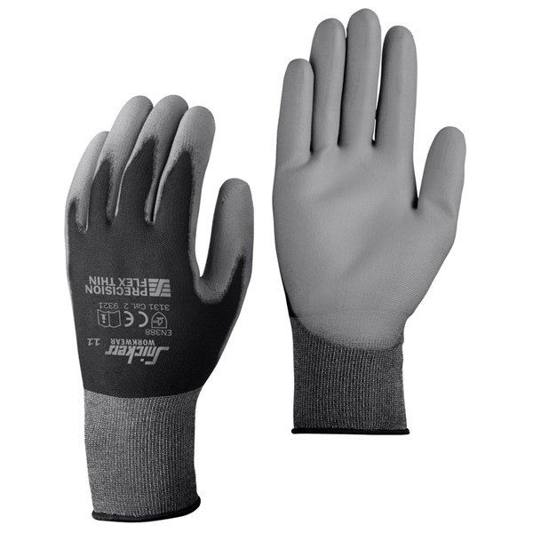 Snickers 9321, Präzisions Flex light Handschuhe, 10er-Pack, black/rock grey