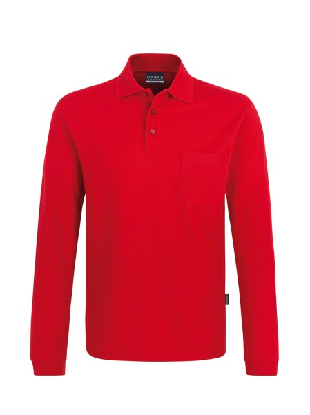 HAKRO, Longsleeve-Pocket-Poloshirt Top, rot
