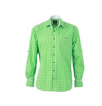 James & Nicholson, Men's Traditional Shirt, green/white
