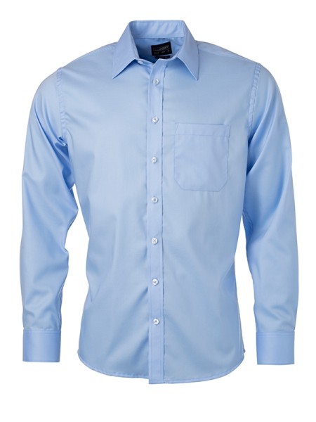 James & Nicholson, Men's Shirt Longsleeve Micro-Twill, light-blue