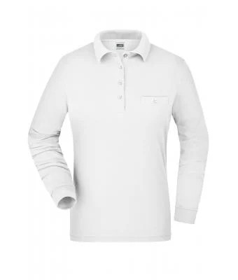 James & Nicholson, Ladies' Workwear Polo Pocket Longsleeve, white