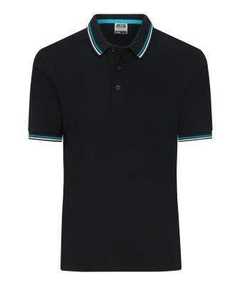 James & Nicholson, Herren Polo, black/white/turquoise, BW210