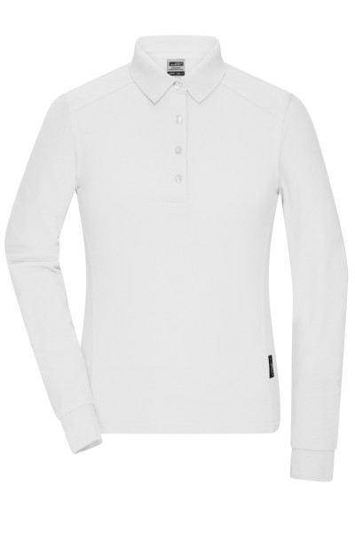 James & Nicholson, Ladies' Workwear-Longsleeve Polo, white