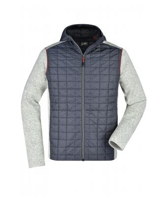 James & Nicholson, Men's Knitted Hybrid Jacket, light-melange/anthracite-melange
