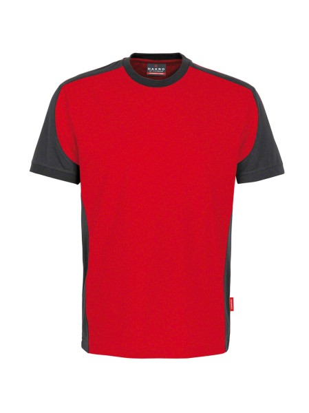 HAKRO, T-Shirt Contrast MIKRALINAR®, rot/anthrazit