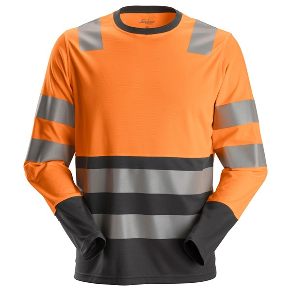 Snickers 2433, Warnschutz Langarm T-Shirt, high vis orange/steel grey