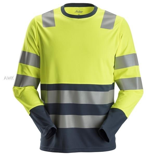 Snickers 2433, Warnschutz Langarm T-Shirt, high vis yellow/navy