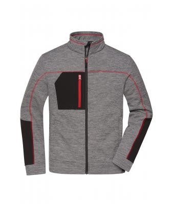 James & Nicholson, Men's Structure Fleece Jacket, carbon-melange/black/red