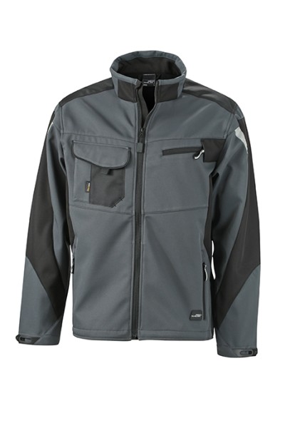James & Nicholson, Workwear Softshell Jacket - STRONG -, carbon/black