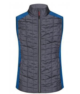 James & Nicholson, Ladies' Knitted Hybrid Vest, royal-melange/anthracite-melange