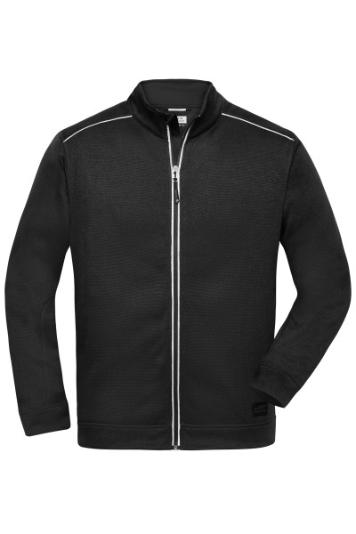 James & Nicholson, Men's Knitted Workwear Fleece Jacket - SOLID -, black/black