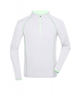 James & Nicholson, Men's Sports Shirt Longsleeve, white/bright-green