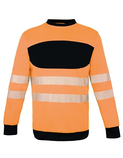 Korntex® - EOS - Hi-Vis Sweatshirt mit schwarzer Brustpartie - Signal-Orange/Schwarz