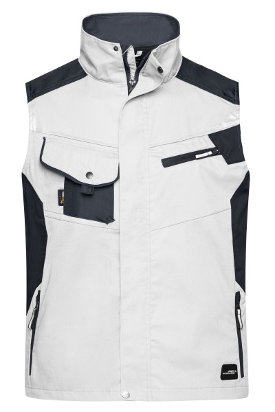 James & Nicholson, Workwear Vest - STRONG -, white/carbon