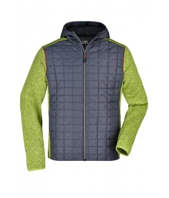 James & Nicholson, Men's Knitted Hybrid Jacket, kiwi-melange/anthracite-melange